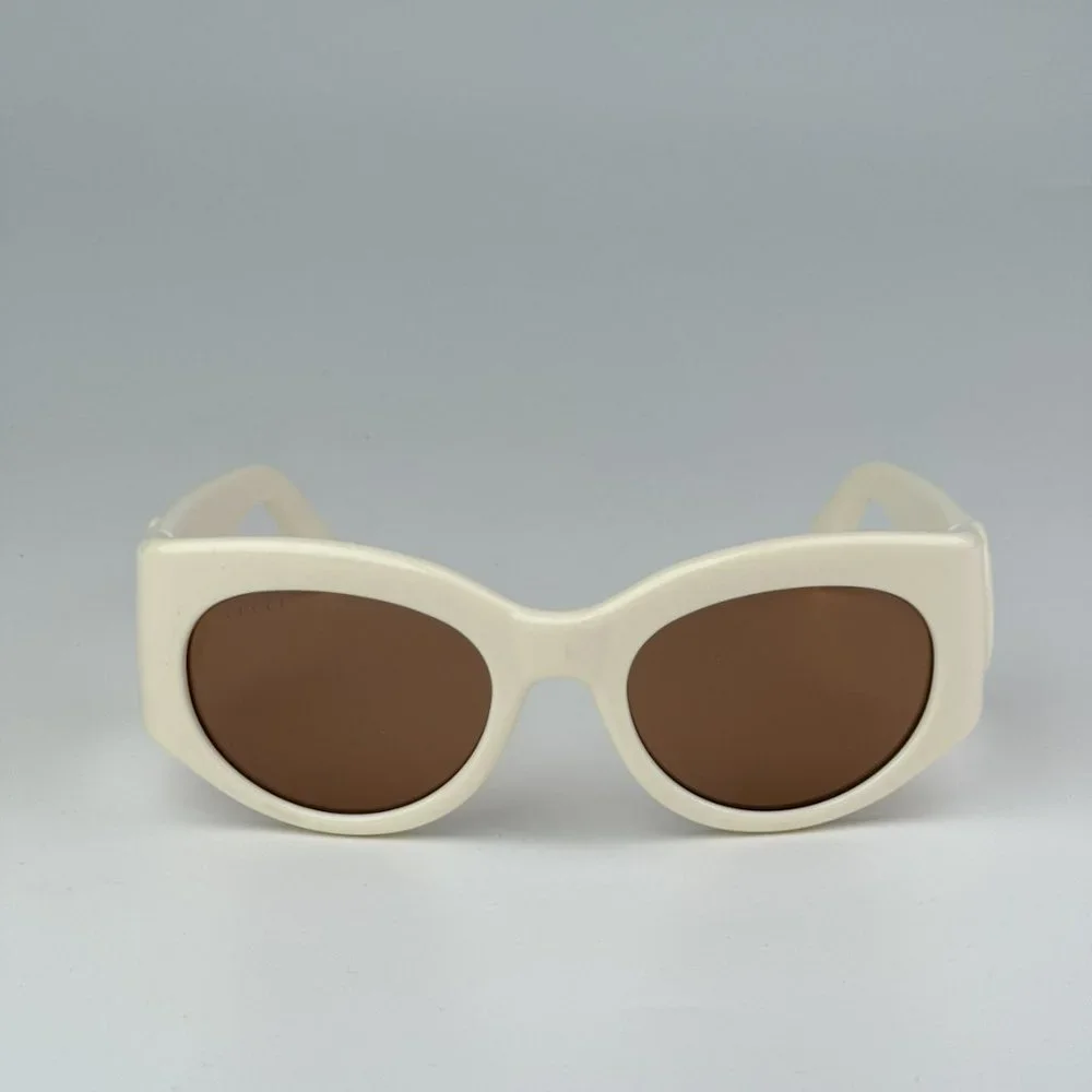 Gucci GG1544S 004 BRAND NEW Sunglasses Ivory Brown Unisex Oval